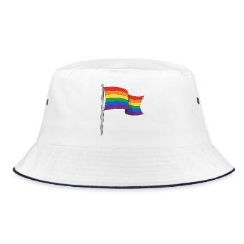 Regenbogenflagge kurvige Strecken - Bucket Hat - Weiß/Navy - Vorne
