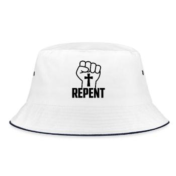 Repent - Holy Christianity Logo - Bucket Hat - white/navy - Front