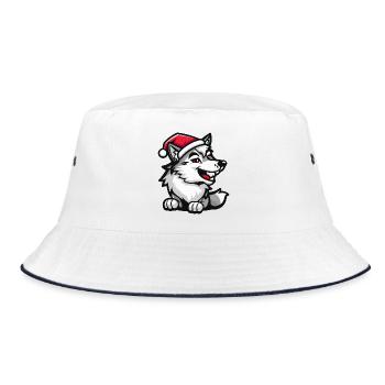 Wolf Weihnachten - Bucket Hat - Weiß/Navy - Vorne