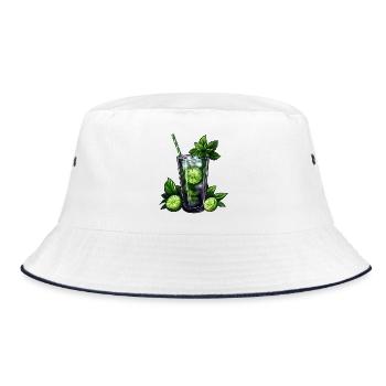 Mojito Cocktail - Bucket Hat - Weiß/Navy - Vorne