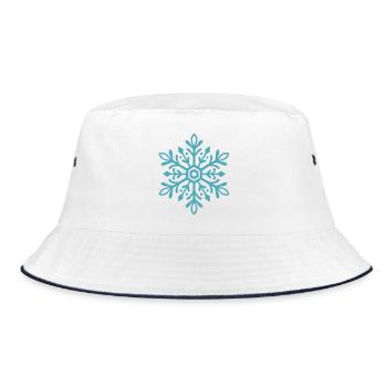 Snowflake | Mountain | Skiing | Snowboarding - Bucket Hat - white/navy - Front