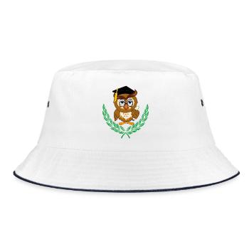 Owl with Diploma and Graduation Hat – Children's Diploma - Bucket Hat - white/navy - Front