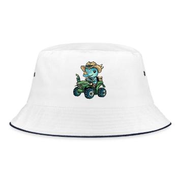 Dinosaurier triceratops Traktor Farmer - Bucket Hat - Weiß/Navy - Vorne