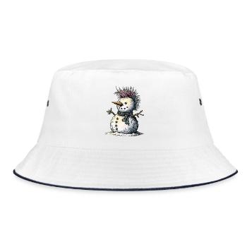 Punk Schneemann Winter Humor - Bucket Hat - Weiß/Navy - Vorne