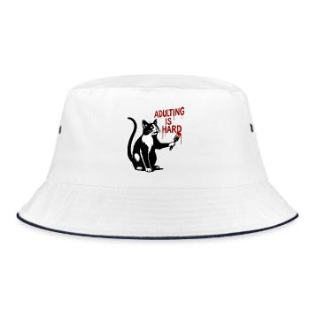 Katze malt Erwachsenwerden - Bucket Hat - Weiß/Navy - Vorne