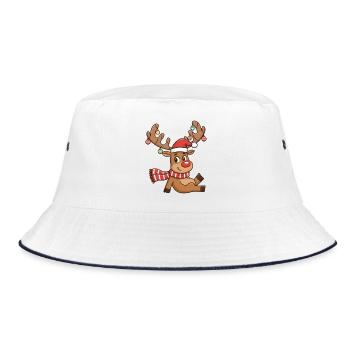 Reindeer with lights and scarf - Bucket Hat - white/navy - Front