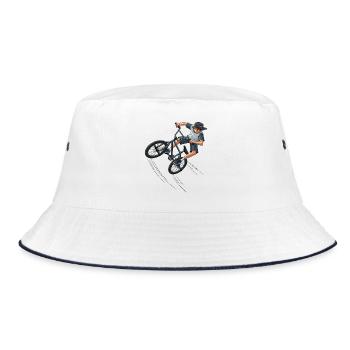 Freestyle BMX Street Artwork Trick Rider Street - Bucket Hat - Weiß/Navy - Vorne