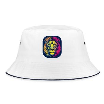 Neon Lion Head Pop Art - Bucket Hat - white/navy - Front