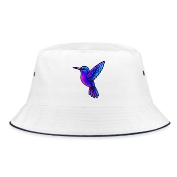 Neon Kolibri Tiere - Bucket Hat - Weiß/Navy - Vorne