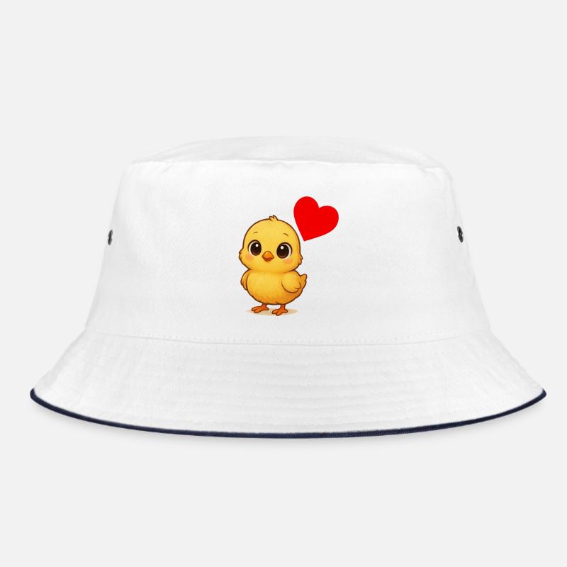 Stuffy Chick Heart - Bucket Hat - white/navy