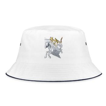 Athene und Pegasus - Bucket Hat - Weiß/Navy - Vorne