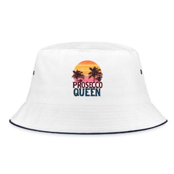 Prosecco Queen Vintage Sunset Beach - Bucket Hat - white/navy - Front
