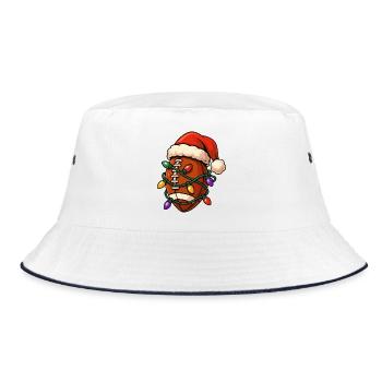 Weihnachten Fußball Lustiger Fußballspieler Weihna - Bucket Hat - Weiß/Navy - Vorne