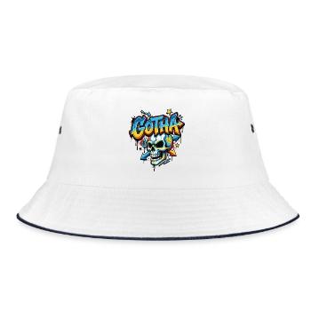 Lieblingsstadt Gotha Skull Graffiti - Bucket Hat - Weiß/Navy - Vorne