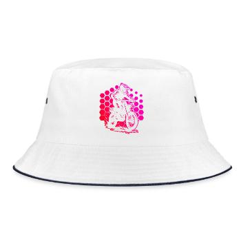 Moto de course en motif hexagonal - Bob - blanc/marine - Devant