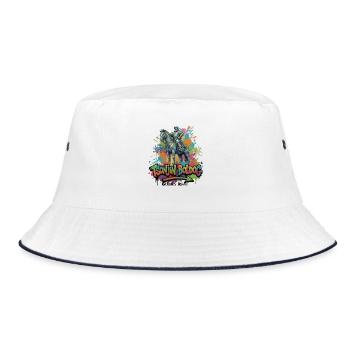 Genghis Khan – Reiter des endlosen Steppenwinds - Bucket Hat - Weiß/Navy - Vorne
