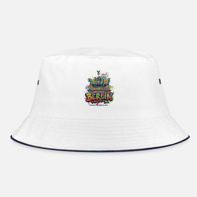 Quadriga Berlin – Hoffnung über dem Tor  - Bucket Hat - Weiß/Navy