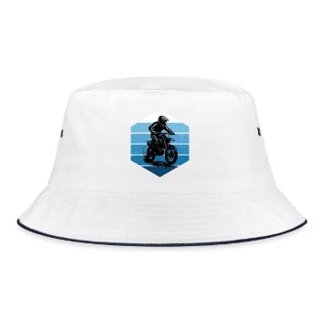 Motocross perfekt für jeden Motocross - Bucket Hat - Weiß/Navy - Vorne