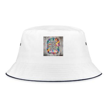 Human Rights Instead of Right-Wing People Statement - Bucket Hat - white/navy - Front