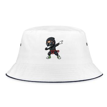 Funny Dabbing Ninja Cartoon - Bucket Hat - white/navy - Front