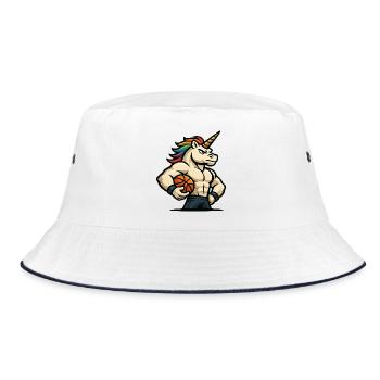 Regenbogen-Einhorn-Reifen - Bucket Hat - Weiß/Navy - Vorne