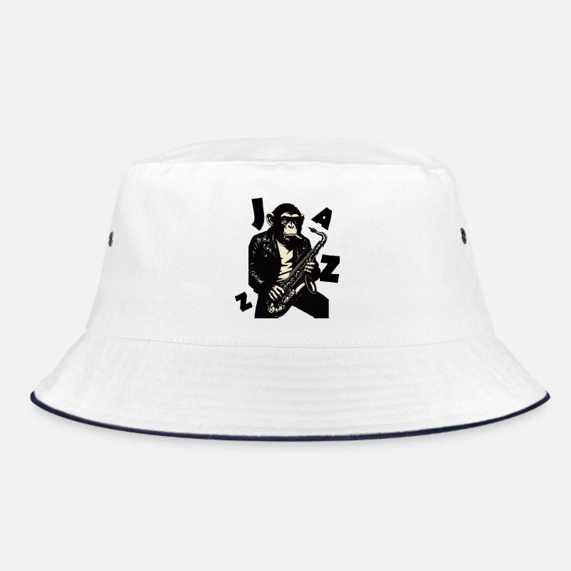Saxophonaffe in Lederjacke Bucket Hat