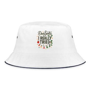 Dear Santa I Really Tried - Bucket Hat - white/navy - Front