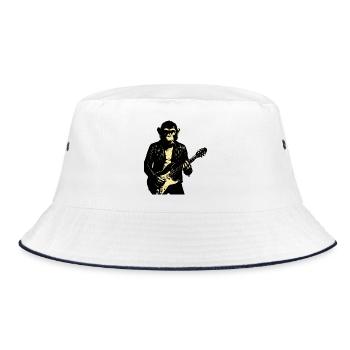 Rock Monkey Guitarist in Leather - Bucket Hat - white/navy - Front