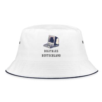 80s Style Retro Computer Digital Germany - Bucket Hat - white/navy - Front