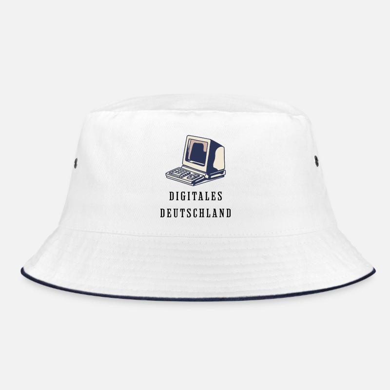 Retro-Computer im 80er Stil Digitales Deutschland - Bucket Hat - Weiß/Navy