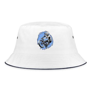 BMX Sprung Stunt blau - Bucket Hat - Weiß/Navy - Vorne