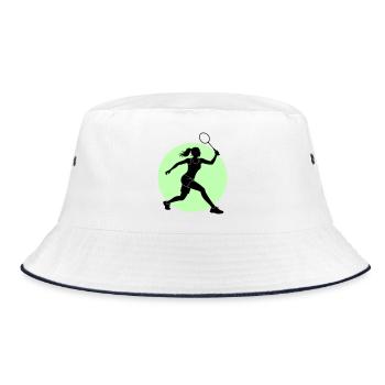 Badminton Spielerin Vorhand - Bucket Hat - Weiß/Navy - Vorne