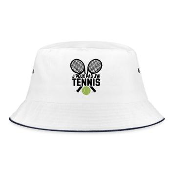 Das geht nicht, ich spiele Minimalist Tennis. - Bucket Hat - Weiß/Navy - Vorne
