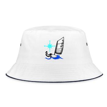 Optimist Opti Segelboot Segeln Kinder Regatta - Bucket Hat - Weiß/Navy - Vorne