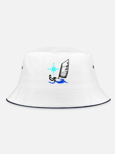 Optimist Opti Sailboat Sailing Kids Regatta - Bucket Hat - white/navy - Front