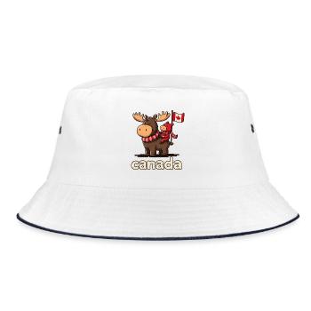 Canada mosses with a small companion - Bucket Hat - white/navy - Front