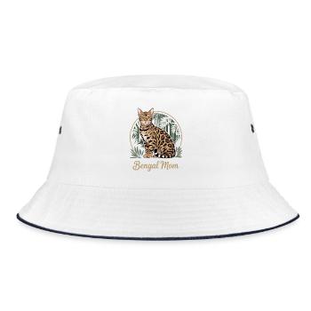 Süße Bengal-Katzen-Mama - Bucket Hat - Weiß/Navy - Vorne