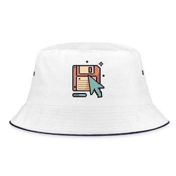 Floppy Disk Retro Internet - Bucket Hat - white/navy - Front