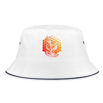 Modernes Windsurfing Artwork - Bucket Hat - Weiß/Navy - Vorne