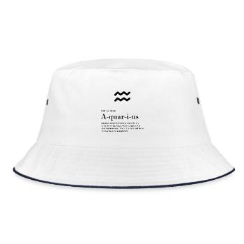 Aquarius - Zodiac Sign - Bucket Hat - white/navy - Front