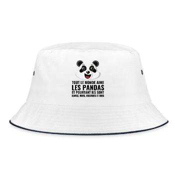 panda, diversity, love - Bucket Hat - white/navy - Front