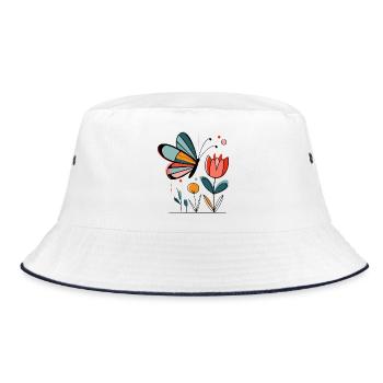 Papillon à motif printanier avec des fleurs - Bob - blanc/marine - Devant