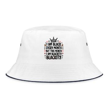 Ich bin jeden Monat Schwarz Schwarze Schwarze Krone - Bucket Hat - Weiß/Navy - Vorne