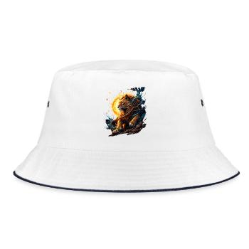 Elemental Tiger: Fire and Moon - Bucket Hat - white/navy - Front