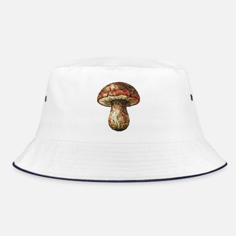 Mushroom in embroidered look (printed) Bucket Hat