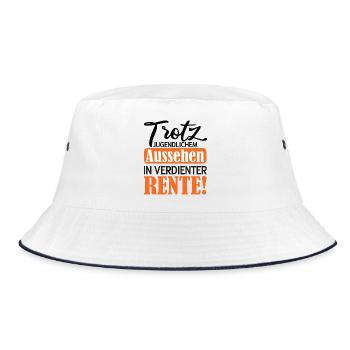 Appearance instead of Pension Satire Pension 2026 - Bucket Hat - white/navy - Front