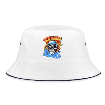 Skull Pensioner 2026 Neon Graffiti Pop Art - Bucket Hat - white/navy - Front