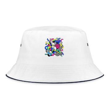Neon Chaos Pop Art Pattern - Bucket Hat - white/navy - Front