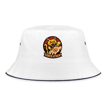 Scratch Attack Wütende Katzenklauen-Design - Bucket Hat - Weiß/Navy - Vorne