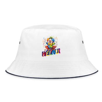 Funny Clown Says HELAU – Carnival Motif - Bucket Hat - white/navy - Front